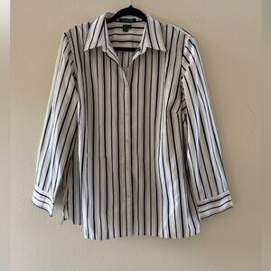 Ralph Lauren Women’s Striped White Button-Down Shirt with Black  Stripes
